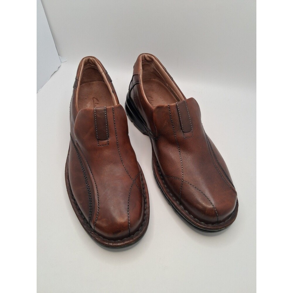 Clarks Escalade Step Brown Leather Slip-on Loafers Shoes 70846 Men's Size 8.5M
